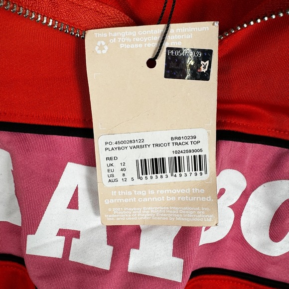 Playboy Missguided Track Top Women's 8 Cropped Polyester Blend Spellout New! - Picture 13 of 16